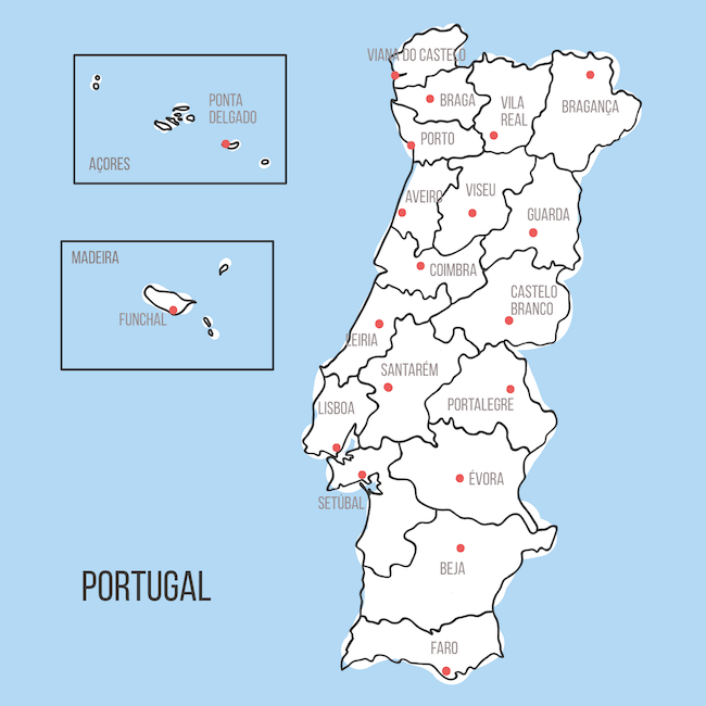 Karte von portugal für Wohnmobilreisen